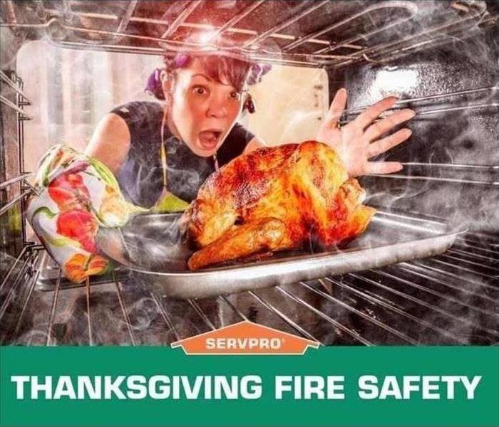 Thanksgiving fire prevention. Image of burning turkey.